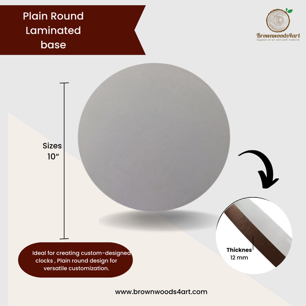 Buy Plain Round Laminated Base for DIY Crafts | Brownwoods4art