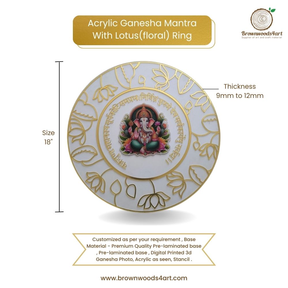 Acrylic  Ganesha Mantra With  Lotus(floral) Ring