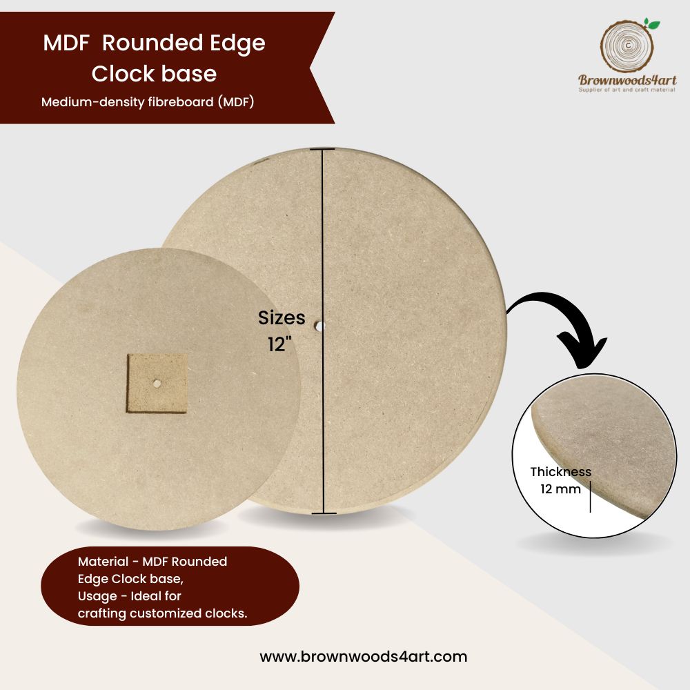 Buy MDF Rounded Edge Clock Base for DIY Craft Projects – Brownwoods4art