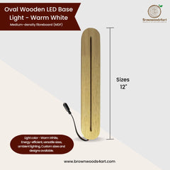 Oval Wooden LED Base Light - Warm White