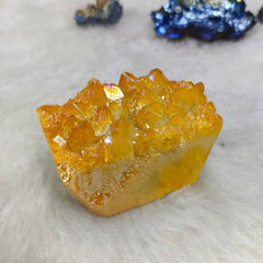 Yellow-Holographic Crystal Cluster