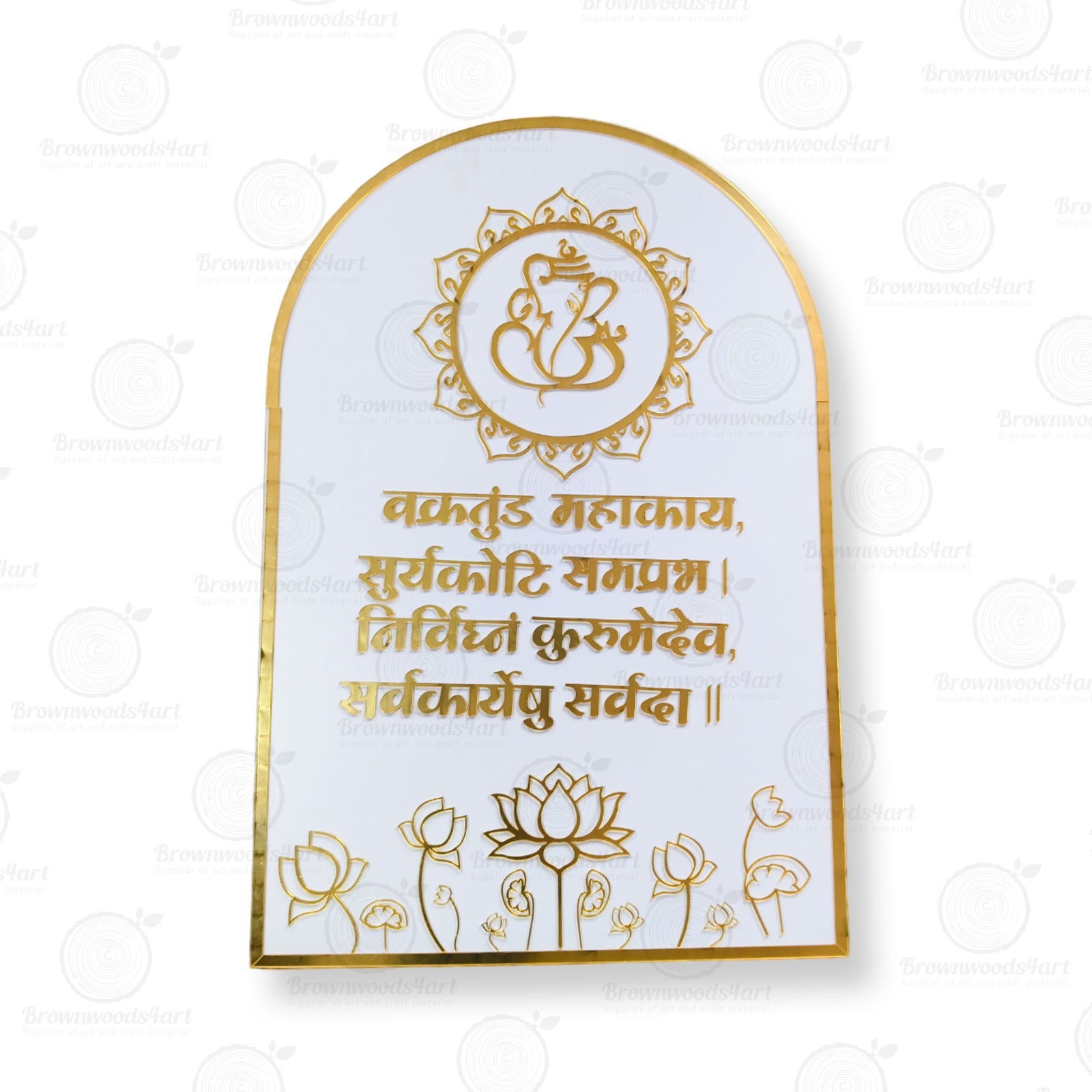 Acrylic Premium Ganeshji Mantra Floral Frame