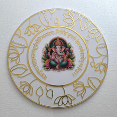 Acrylic  Ganesha Mantra With  Lotus(floral) Ring